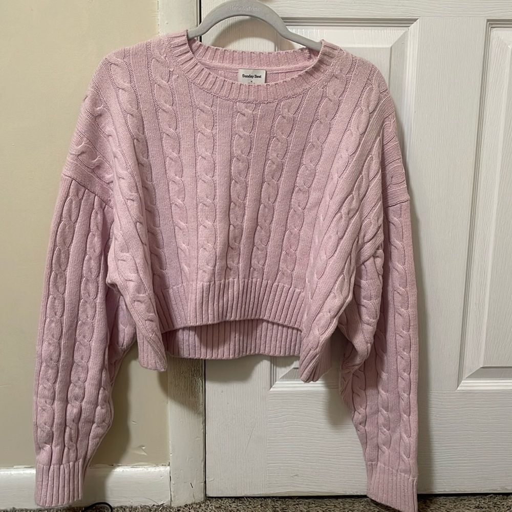 Aritzia Pink Cropped Sweater